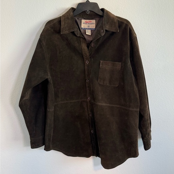 Dungarees High Sierra Women’s Genuine Leather Brown Button Up Size Large - Picture 1 of 8
